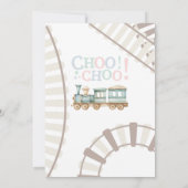 Uitnodiging voor verjaardag van het treinthema (Achterkant)