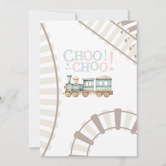 Uitnodiging voor verjaardag van het treinthema (Achterkant)