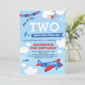 Uitnodiging voor verjaardag van het vliegtuig omho (Staand voorkant)