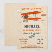 Uitnodiging voor verjaardag van het vliegtuig Uitn (Voorkant / Achterkant)