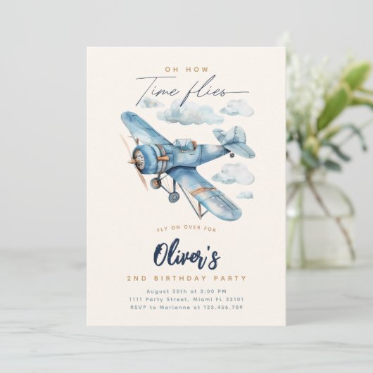 Uitnodiging voor verjaardag van het vliegtuig |  v (Staand voorkant)
