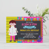 Uitnodiging voor verjaardag van juffrouw wetenscha (Staand voorkant)