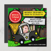 Uitnodiging voor verjaardag van kinderen: 052 Poli (Voorkant / Achterkant)