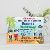 Uitnodiging voor verjaardag van Little Pirate Boys (Staand voorkant)