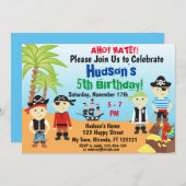 Uitnodiging voor verjaardag van Little Pirate Boys (Voorkant / Achterkant)