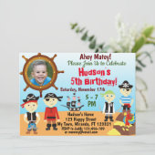 Uitnodiging voor verjaardag van Little Pirate Boys (Staand voorkant)