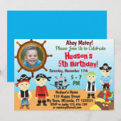 Uitnodiging voor verjaardag van Little Pirate Boys (Voorkant / Achterkant)