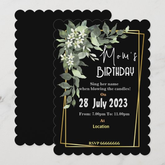 Uitnodiging voor verjaardag van mama (Voorkant / Achterkant)