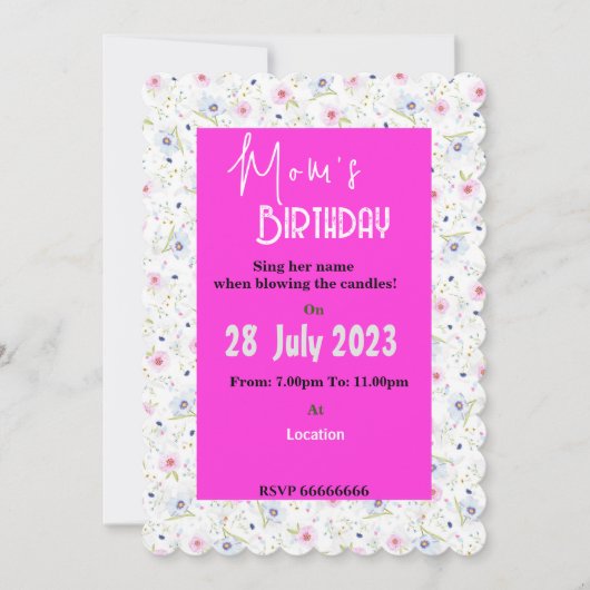 Uitnodiging voor verjaardag van mama (Voorkant)