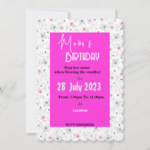 Uitnodiging voor verjaardag van mama