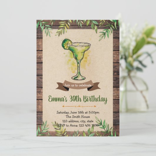 Uitnodiging voor verjaardag van Margarita fiesta (Staand voorkant)