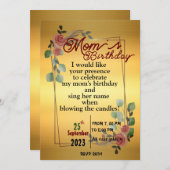 Uitnodiging voor verjaardag van moeder (Voorkant / Achterkant)