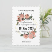 Uitnodiging voor verjaardag van moeder (Staand voorkant)