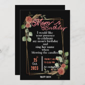 Uitnodiging voor verjaardag van moeder (Voorkant / Achterkant)