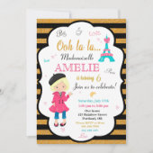 Uitnodiging voor verjaardag van Parijs Meisje Eiff (Voorkant)