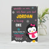 Uitnodiging voor verjaardag van Penguin (Staand voorkant)