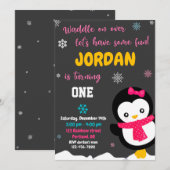 Uitnodiging voor verjaardag van Penguin (Voorkant / Achterkant)