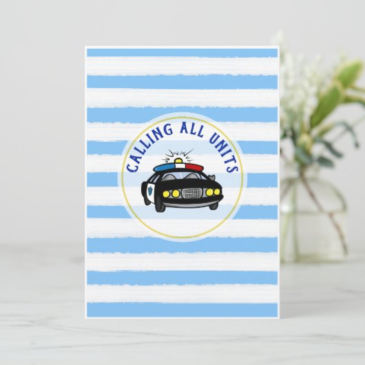 Uitnodiging voor verjaardag van politieagent (Staand voorkant)