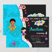 Uitnodiging voor verjaardag van poolpartij (Voorkant / Achterkant)