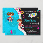 Uitnodiging voor verjaardag van poolpartij (Voorkant / Achterkant)