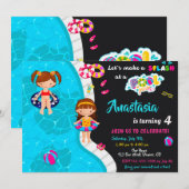 Uitnodiging voor verjaardag van poolpartij (Voorkant / Achterkant)