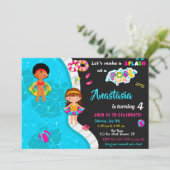 Uitnodiging voor verjaardag van poolpartij (Staand voorkant)