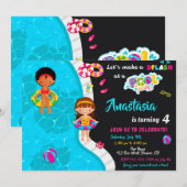 Uitnodiging voor verjaardag van poolpartij (Voorkant / Achterkant)