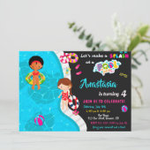 Uitnodiging voor verjaardag van poolpartij (Staand voorkant)