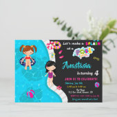 Uitnodiging voor verjaardag van poolpartij (Staand voorkant)