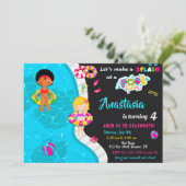 Uitnodiging voor verjaardag van poolpartij (Staand voorkant)