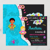 Uitnodiging voor verjaardag van poolpartij (Voorkant / Achterkant)