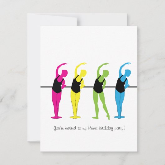 Uitnodiging voor verjaardag van Prima Ballerina (Voorkant)