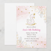 Uitnodiging voor verjaardag van prinses zwaan roze (Voorkant / Achterkant)