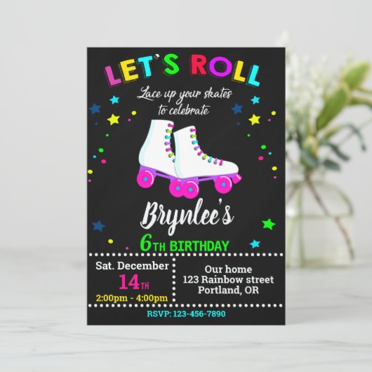 Uitnodiging voor verjaardag van roller Uitnodiging (Staand voorkant)