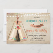 Uitnodiging voor verjaardag van theepee slumber (Voorkant)
