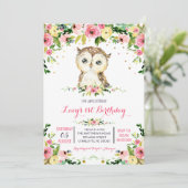 uitnodiging voor verjaardag van uil (Staand voorkant)