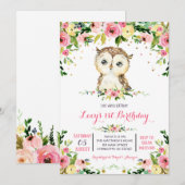 uitnodiging voor verjaardag van uil (Voorkant / Achterkant)