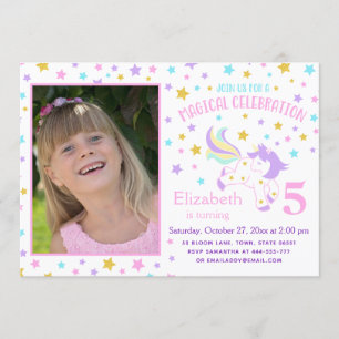 Uitnodiging voor verjaardag van Unicorn-foto