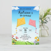 Uitnodiging voor verjaardag van vlieger (Staand voorkant)