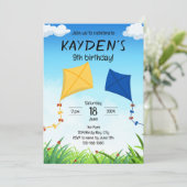 Uitnodiging voor verjaardag van vlieger (Staand voorkant)