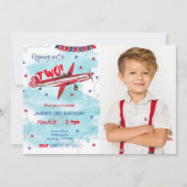 Uitnodiging voor verjaardag van vliegtuigfoto (Voorkant)