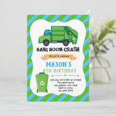 Uitnodiging voor verjaardag van vuilnisvrachtwagen (Staand voorkant)