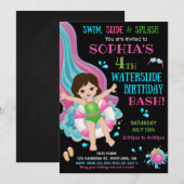 Uitnodiging voor verjaardag van Waterslide (Voorkant / Achterkant)