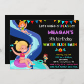 Uitnodiging voor verjaardag van Waterslide (Voorkant / Achterkant)