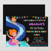 Uitnodiging voor verjaardag van Waterslide (Voorkant / Achterkant)