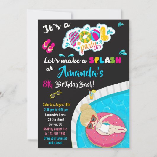 Uitnodiging voor verjaardag van Waterslide (Voorkant)