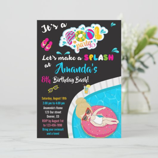 Uitnodiging voor verjaardag van Waterslide (Staand voorkant)