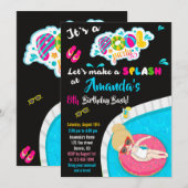 Uitnodiging voor verjaardag van Waterslide (Voorkant / Achterkant)