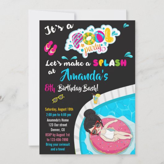 Uitnodiging voor verjaardag van Waterslide (Voorkant)