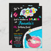 Uitnodiging voor verjaardag van Waterslide (Voorkant / Achterkant)